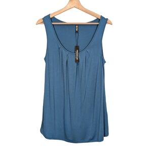 NWT Lock & Love Tank Top Medium Loose Fit Scoop Neck Blue Teal